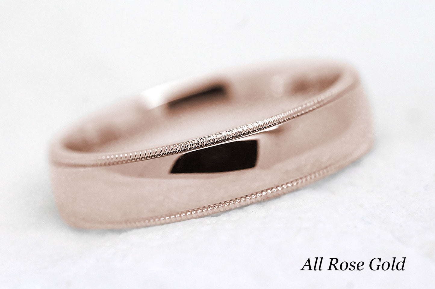 5mm Gold Plain Polished with Milgrain Wedding Band for Men and Women | AT-0026