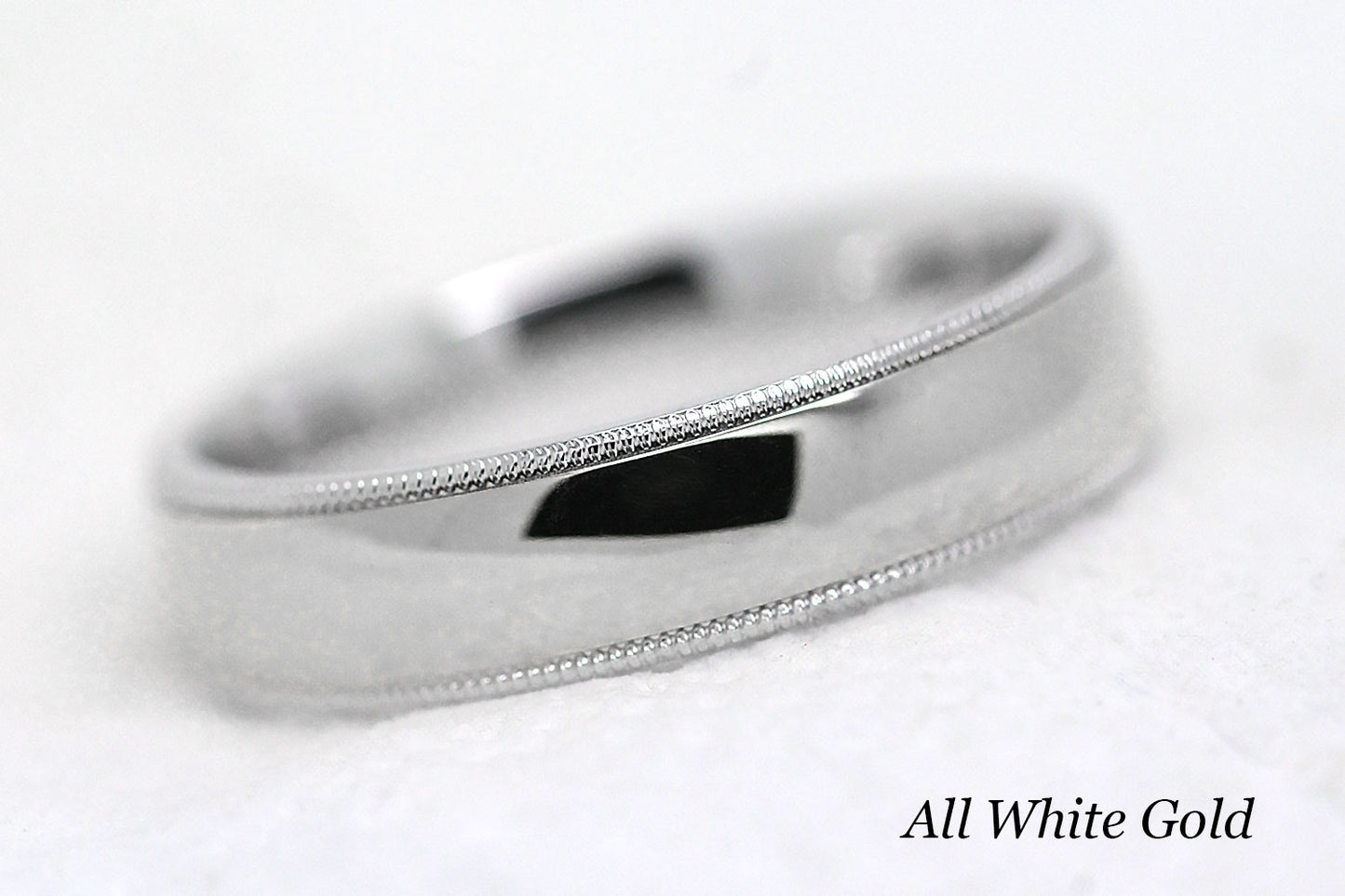 5mm Gold Plain Polished with Milgrain Wedding Band for Men and Women | AT-0026