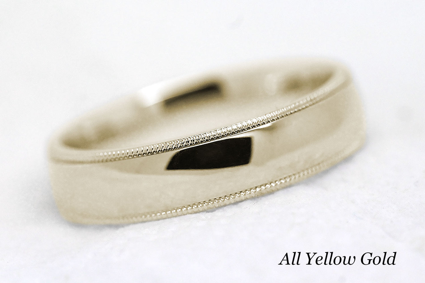 5mm Gold Plain Polished with Milgrain Wedding Band for Men and Women | AT-0026
