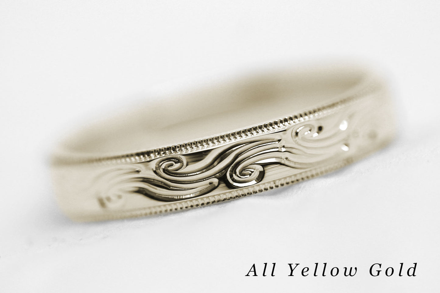 4mm Gold Wedding Band with Swirls Design for Men and Women | AT-6242