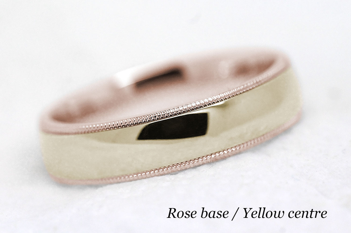 5mm Gold Plain Polished with Milgrain Wedding Band for Men and Women | AT-0026