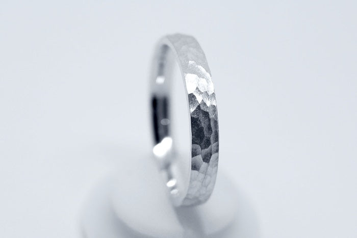 3mm Hammered Wedding Band for Men and Women Low Dome Profile in 925 Sterling Silver | T-0026