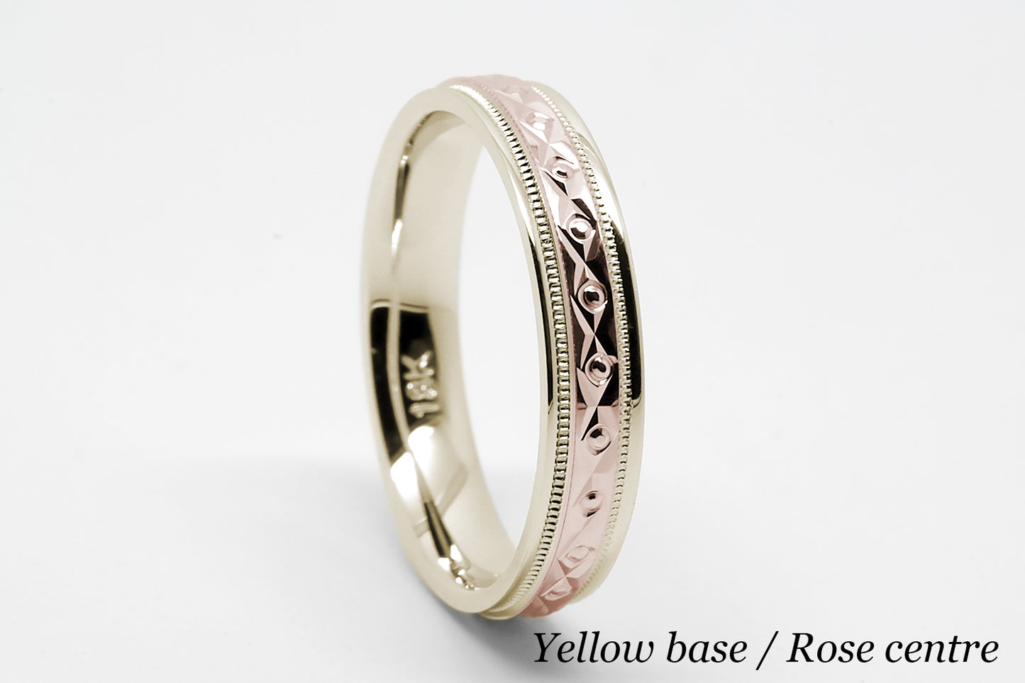4mm Gold Filigree Rhombus and Circles with Milgrain Wedding Band for Women and Men | T-0026
