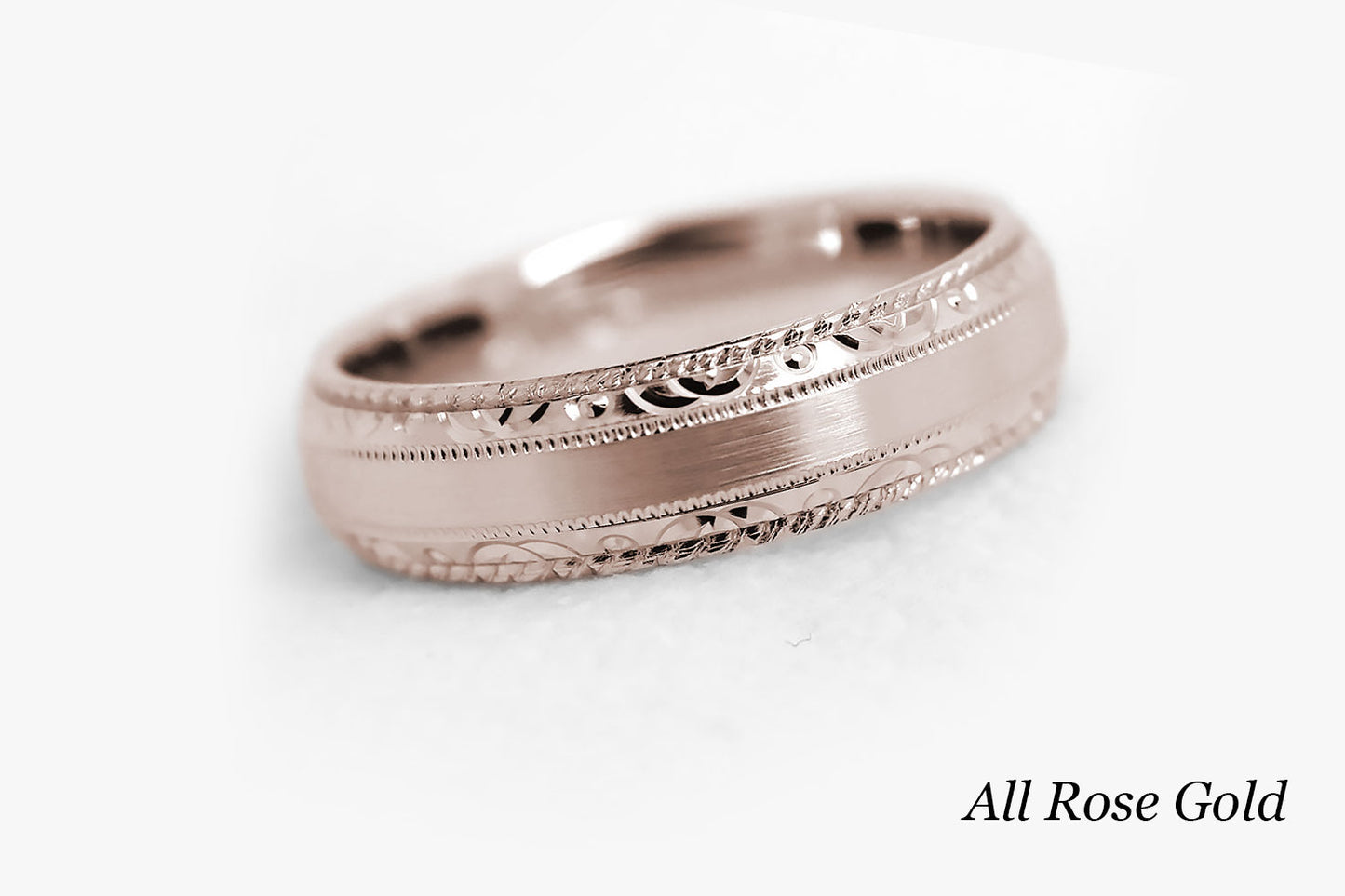 5mm Gold Filigree Edge Design with Twisted Milgrain Wedding Band for Men and Women | AT-0028