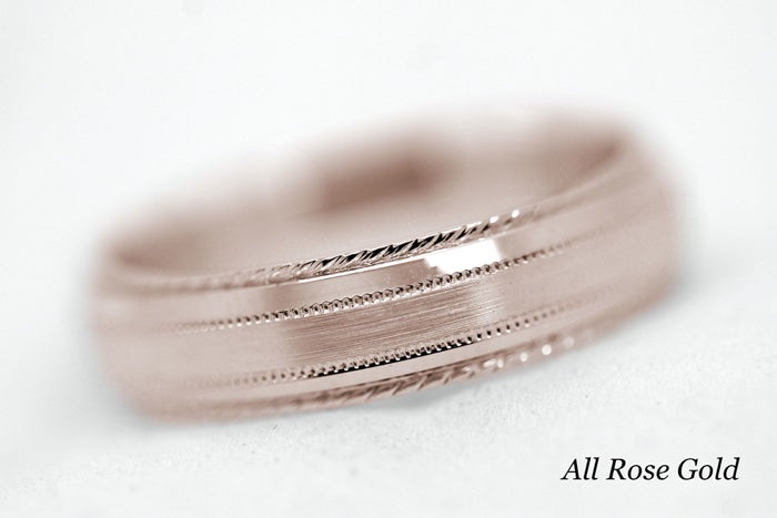 5mm Gold Brushed with Twisted Edge Wedding Band for Men and Women | T-0028