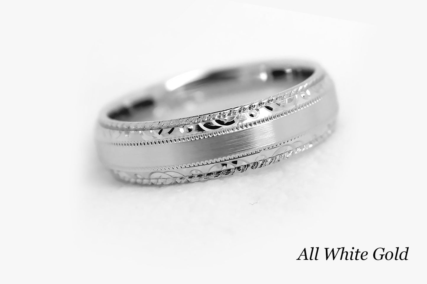 5mm Gold Filigree Edge Design with Twisted Milgrain Wedding Band for Men and Women | AT-0028