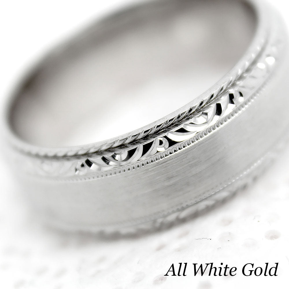 7mm Gold Classic Brushed Filigree Edge Wedding Band for Men and Women | AT-0028