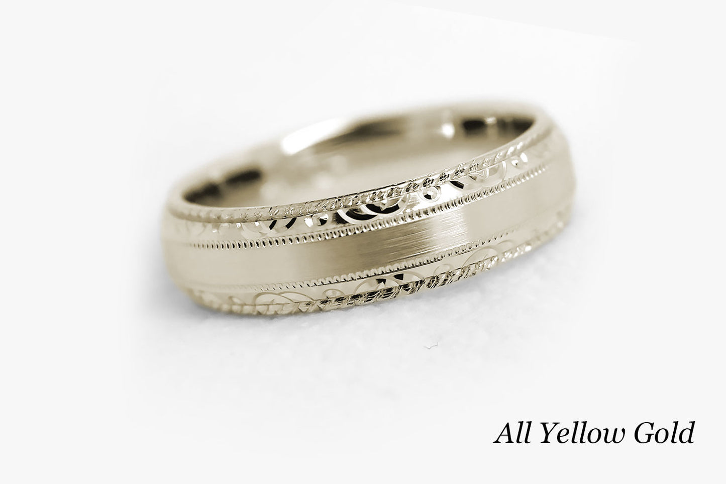 5mm Gold Filigree Edge Design with Twisted Milgrain Wedding Band for Men and Women | AT-0028