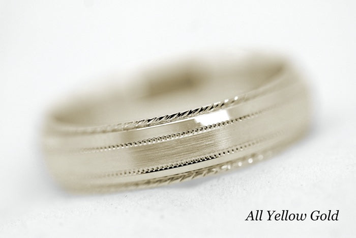 5mm Gold Brushed with Twisted Edge Wedding Band for Men and Women | T-0028