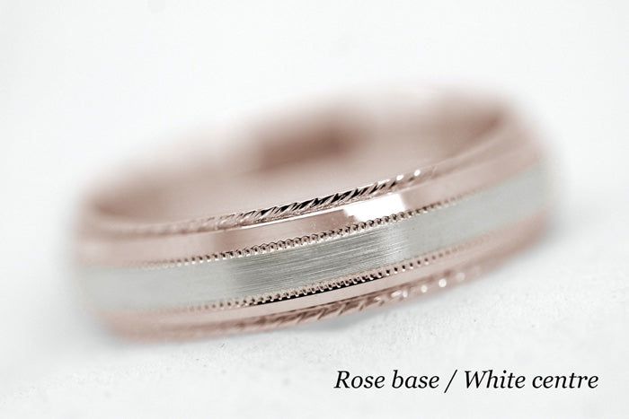 5mm Gold Brushed with Twisted Edge Wedding Band for Men and Women | T-0028