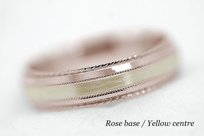 5mm Gold Brushed with Twisted Edge Wedding Band for Men and Women | T-0028