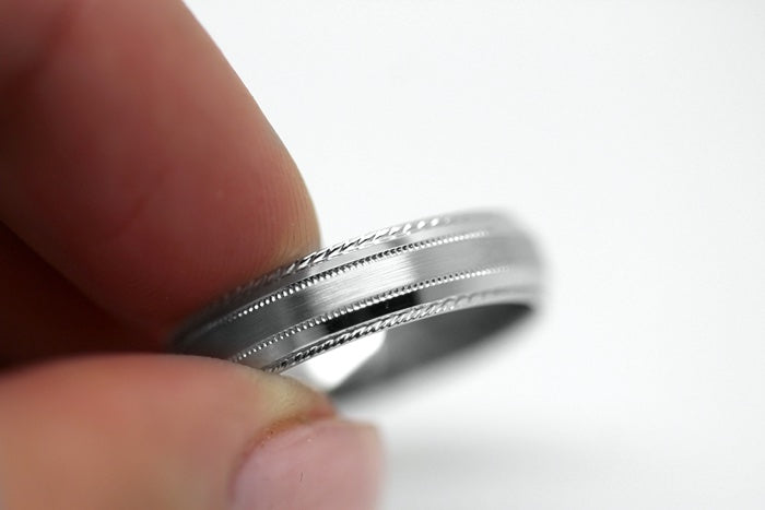 5mm 925 Silver Brushed with Twisted Edge Wedding Band for Men and Women | T-0028