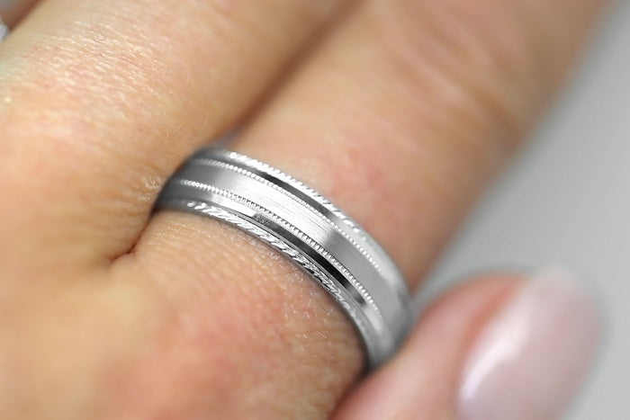 5mm 925 Silver Brushed with Twisted Edge Wedding Band for Men and Women | T-0028
