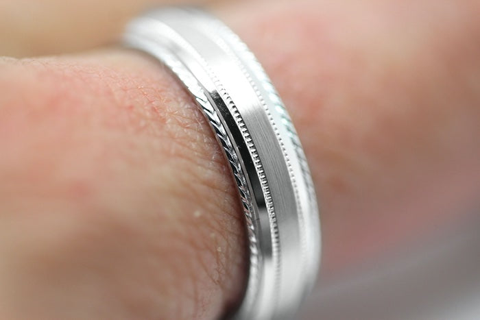 5mm 925 Silver Brushed with Twisted Edge Wedding Band for Men and Women | T-0028