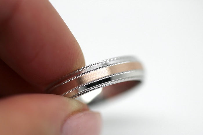 5mm Gold Brushed with Twisted Edge Wedding Band for Men and Women | T-0028