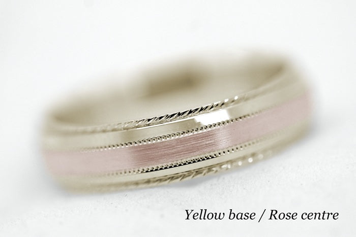 5mm Gold Brushed with Twisted Edge Wedding Band for Men and Women | T-0028