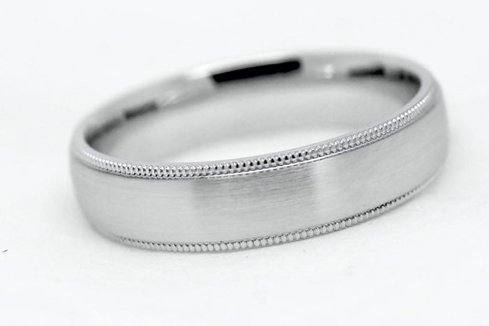 5mm 925 Silver Dome Brushed with Milgrain Edge Wedding Band for Men and Women | T-0029