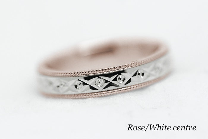 2.5mm 10K 14K 18K Gold Wedding Band with Filigree Centre for Men and Women | 0031