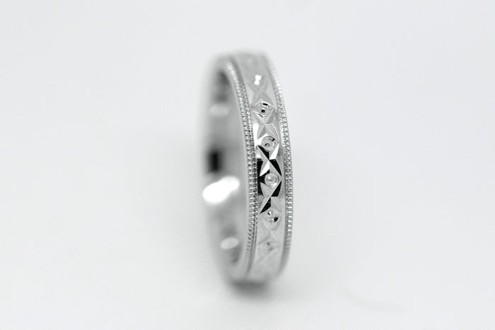 3mm Wedding Band with Filigree Design for Women and Men in 925 Sterling Silver | T-0031