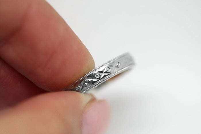 3mm Wedding Band with Filigree Design for Women and Men in 925 Sterling Silver | T-0031