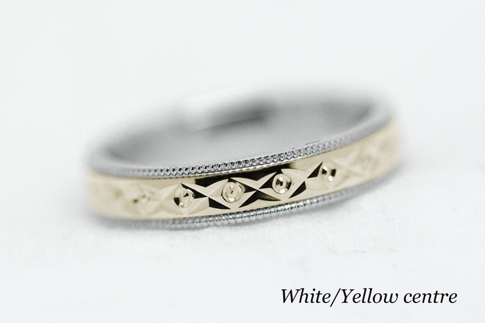 2.5mm 10K 14K 18K Gold Wedding Band with Filigree Centre for Men and Women | 0031