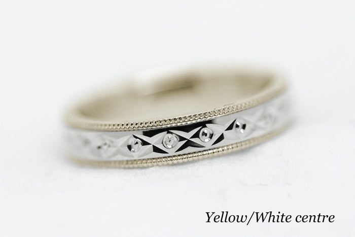 2.5mm 10K 14K 18K Gold Wedding Band with Filigree Centre for Men and Women | 0031