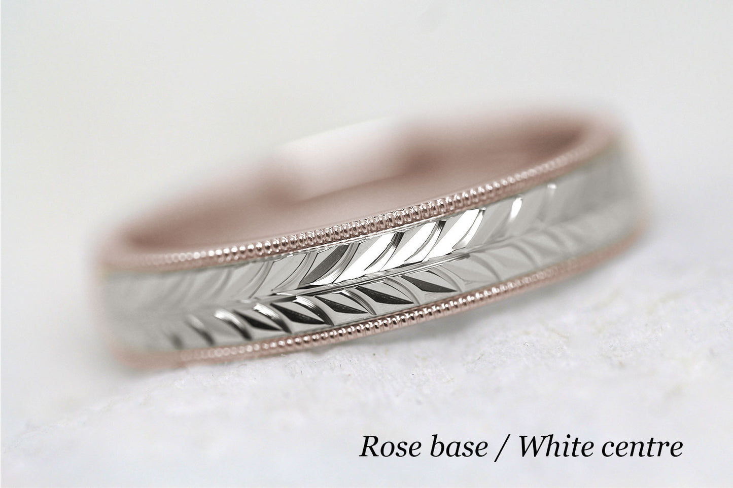 5mm Gold Leafy Floral Design with Milgrain Wedding Band for Men and Women | AT-0032