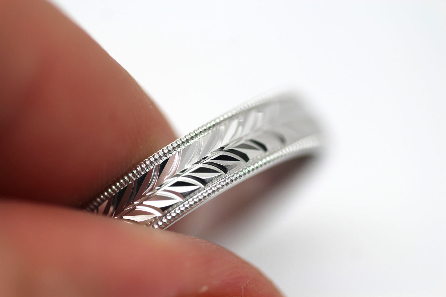 5mm 925 Silver Leafy Floral Design with Milgrain Wedding Band for Men and Women | AT-0032