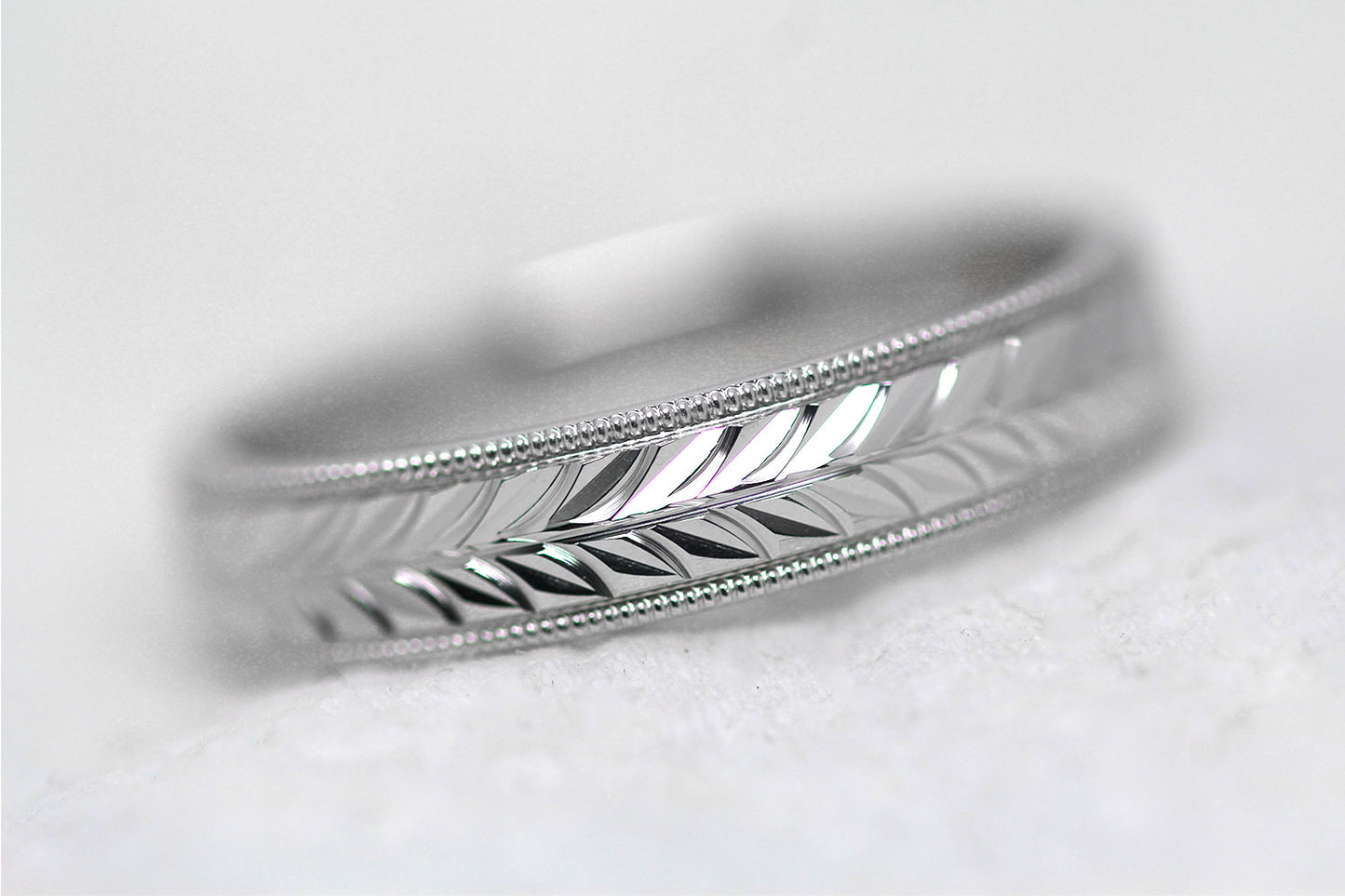 5mm 925 Silver Leafy Floral Design with Milgrain Wedding Band for Men and Women | AT-0032