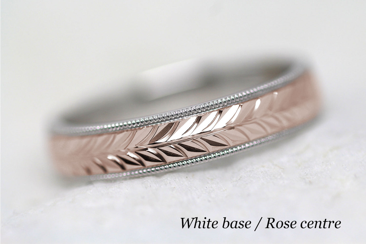 5mm Gold Leafy Floral Design with Milgrain Wedding Band for Men and Women | AT-0032