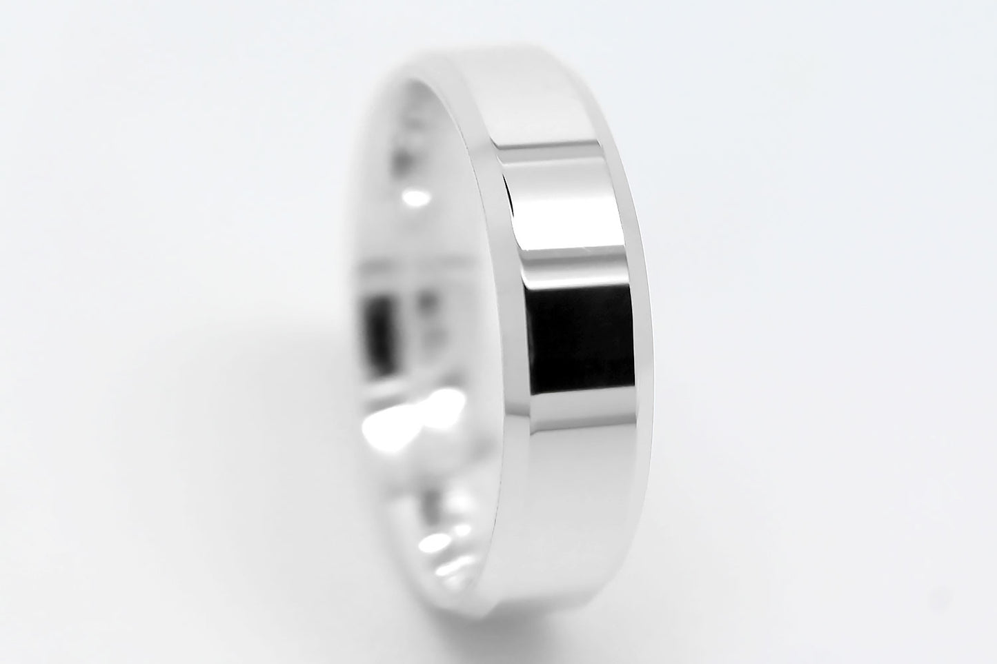 6mm 925 Silver Beveled Polished Wedding Band for Men and Women | T-0035