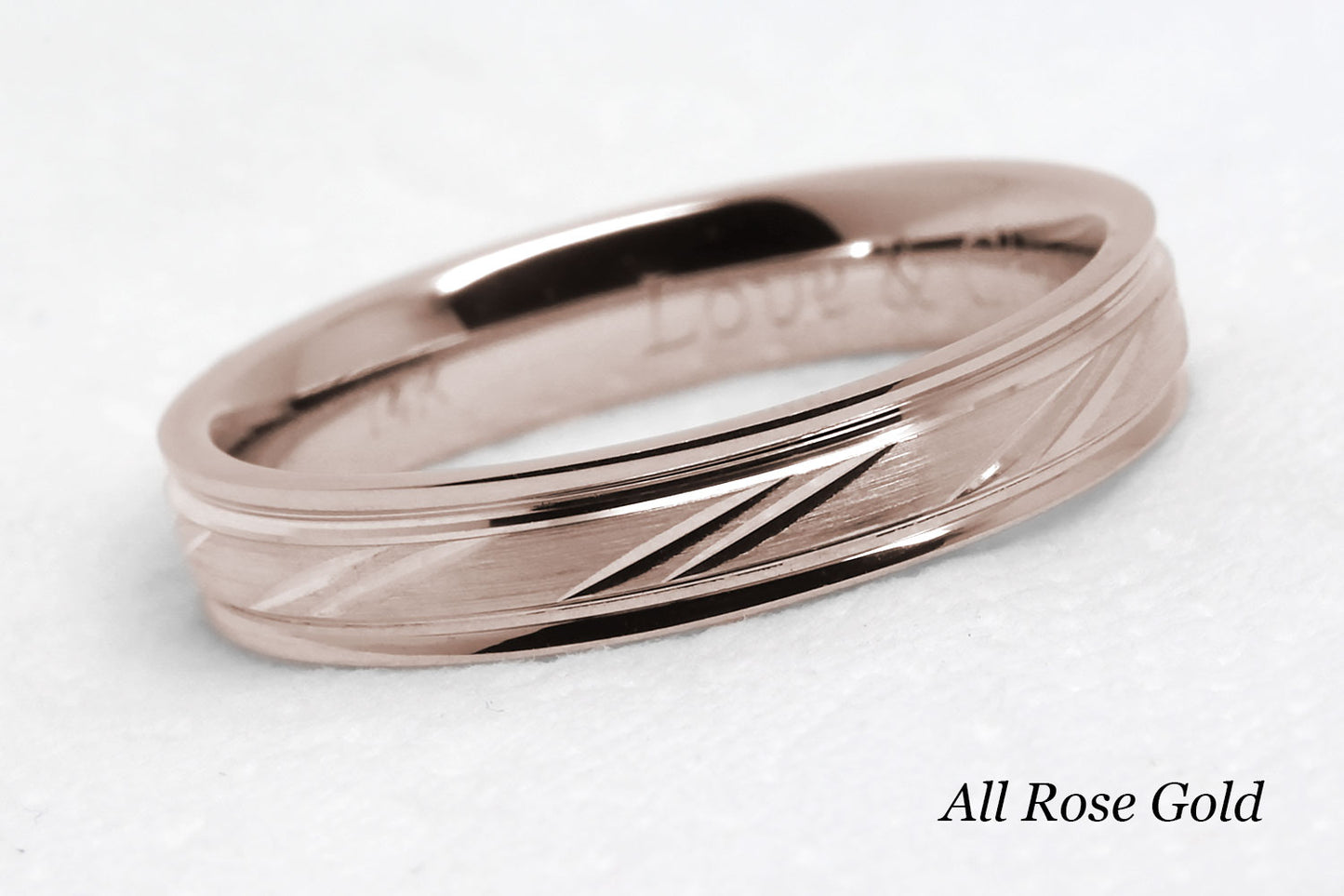 4mm Gold Wedding Band with Diagonal Design for Men and Women | AT-4127