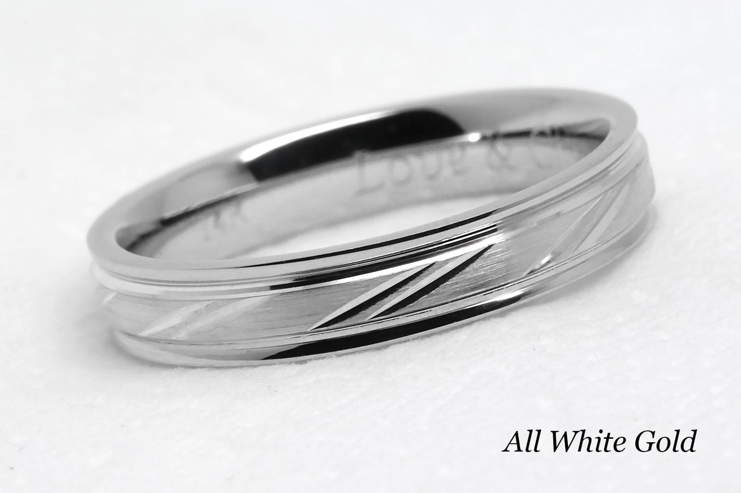 4mm Gold Wedding Band with Diagonal Design for Men and Women | AT-4127