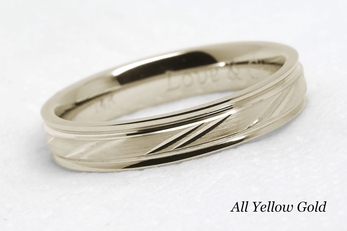 4mm Gold Wedding Band with Diagonal Design for Men and Women | AT-4127