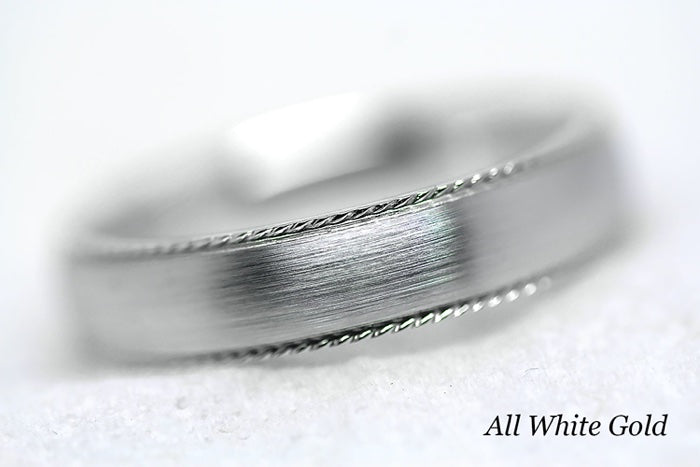 5mm Gold Dome Brushed with Twisted Edge Wedding Band for Men and Women | AT-5019