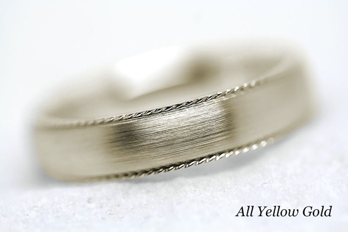 5mm Gold Dome Brushed with Twisted Edge Wedding Band for Men and Women | AT-5019