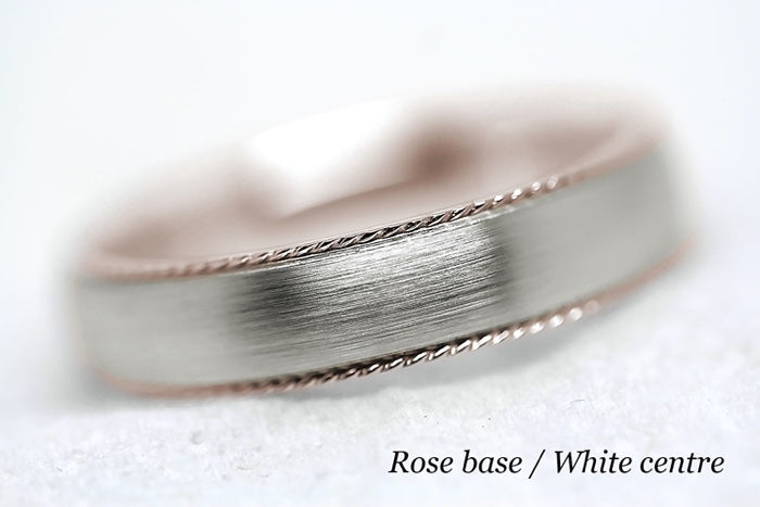 5mm Gold Dome Brushed with Twisted Edge Wedding Band for Men and Women | AT-5019