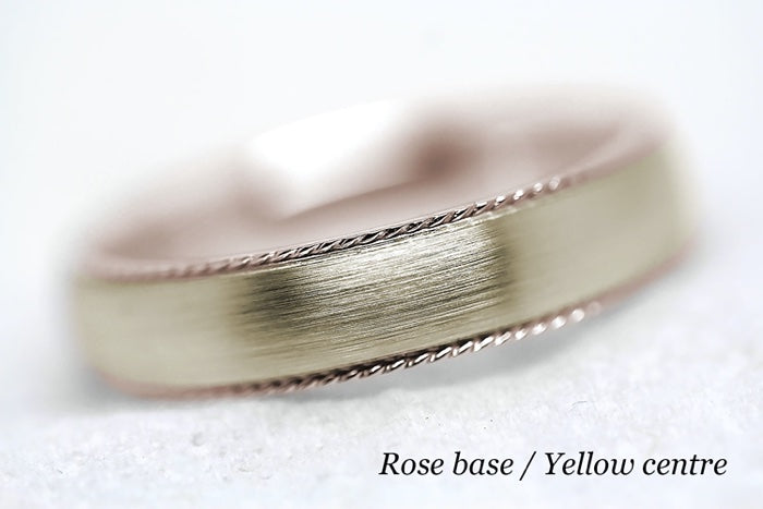 5mm Gold Dome Brushed with Twisted Edge Wedding Band for Men and Women | AT-5019