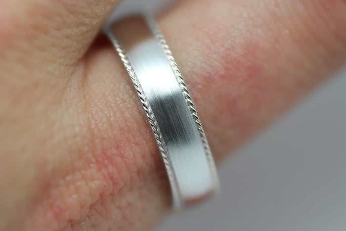 5mm 925 Silver Dome Brushed with Twisted Edge Wedding Band for Men and Women | AT-5019