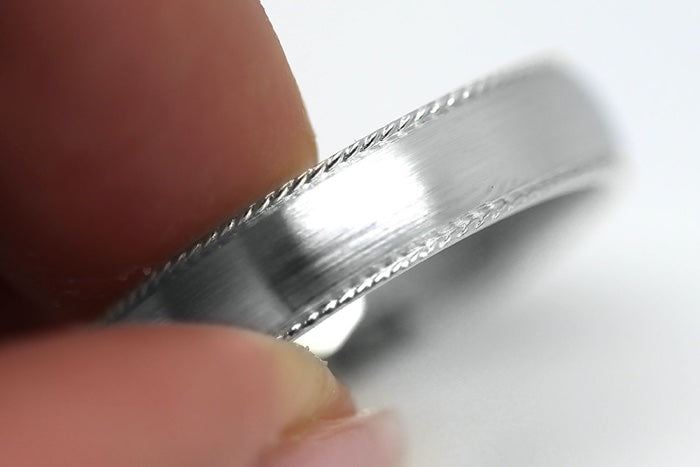 5mm 925 Silver Dome Brushed with Twisted Edge Wedding Band for Men and Women | AT-5019