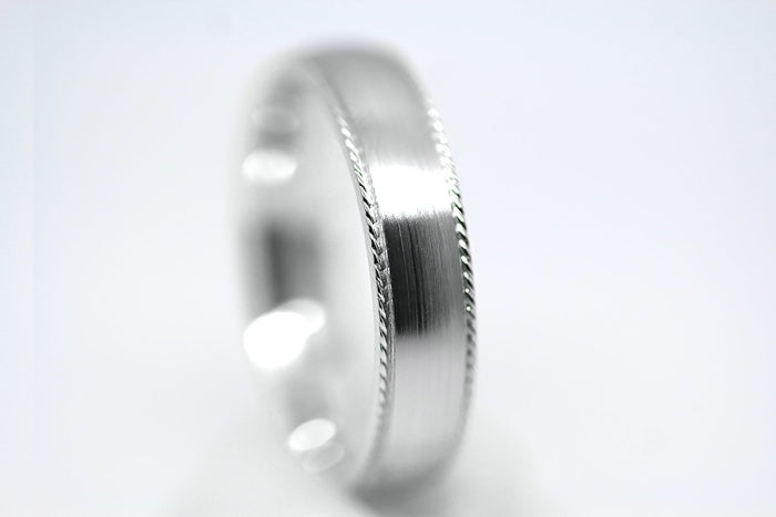 5mm 925 Silver Dome Brushed with Twisted Edge Wedding Band for Men and Women | AT-5019