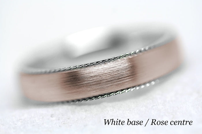 5mm Gold Dome Brushed with Twisted Edge Wedding Band for Men and Women | AT-5019
