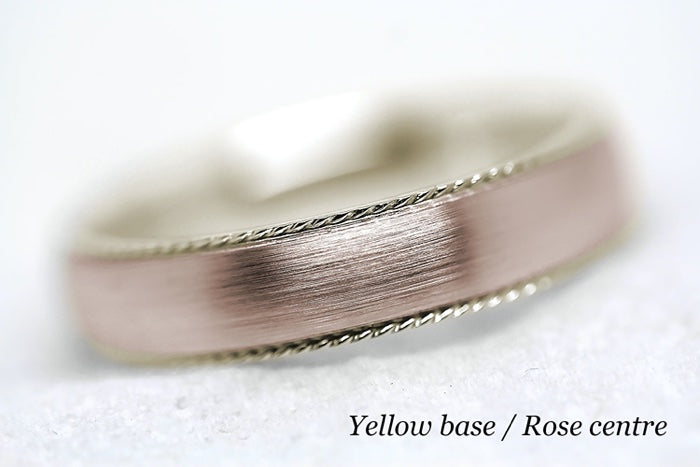 5mm Gold Dome Brushed with Twisted Edge Wedding Band for Men and Women | AT-5019