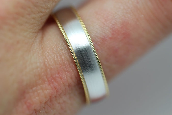 5mm Gold Dome Brushed with Twisted Edge Wedding Band for Men and Women | AT-5019