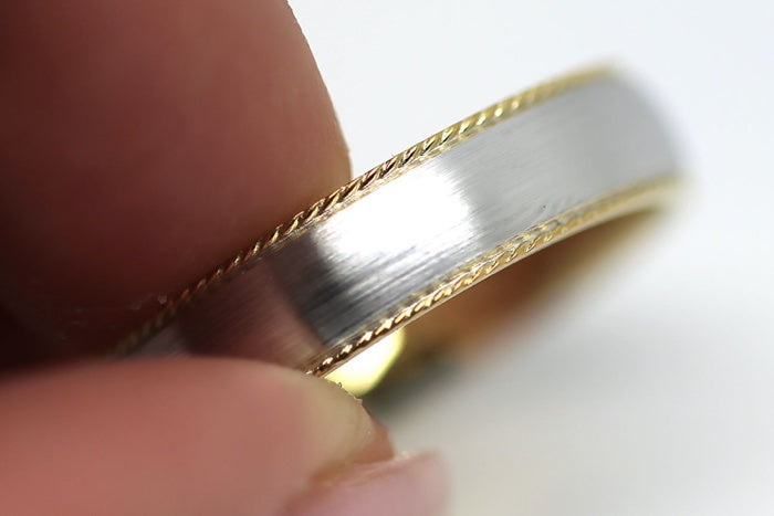 5mm Gold Dome Brushed with Twisted Edge Wedding Band for Men and Women | AT-5019