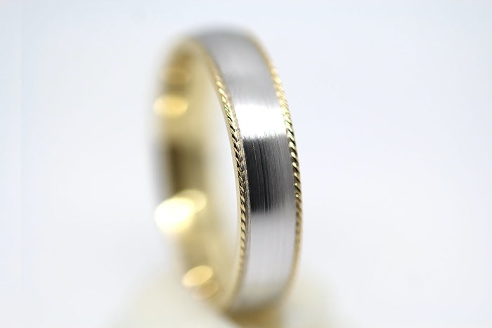 5mm Gold Dome Brushed with Twisted Edge Wedding Band for Men and Women | AT-5019