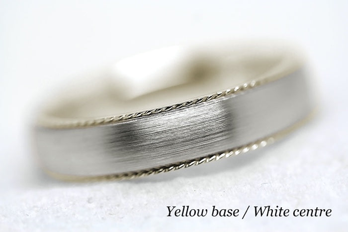 5mm Gold Dome Brushed with Twisted Edge Wedding Band for Men and Women | AT-5019