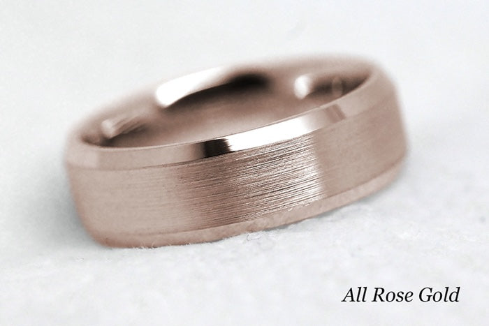 6mm Gold Beveled Brushed Wedding Band for Men and Women | 6034