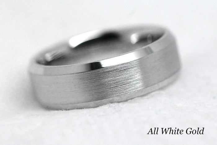 6mm Gold Beveled Brushed Wedding Band for Men and Women | 6034