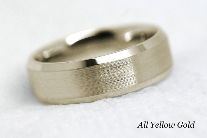 6mm Gold Beveled Brushed Wedding Band for Men and Women | 6034